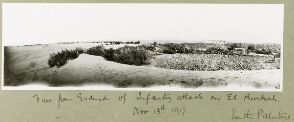 View from Esdud of an infantry attack on El Burkah, 13th November 1917